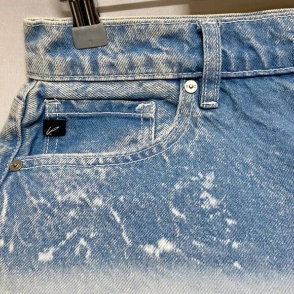 Kancan Women's 7/27 Jean Shorts Blue White Distressed High Rise Ombré Denim NWT - Picture 5 of 13